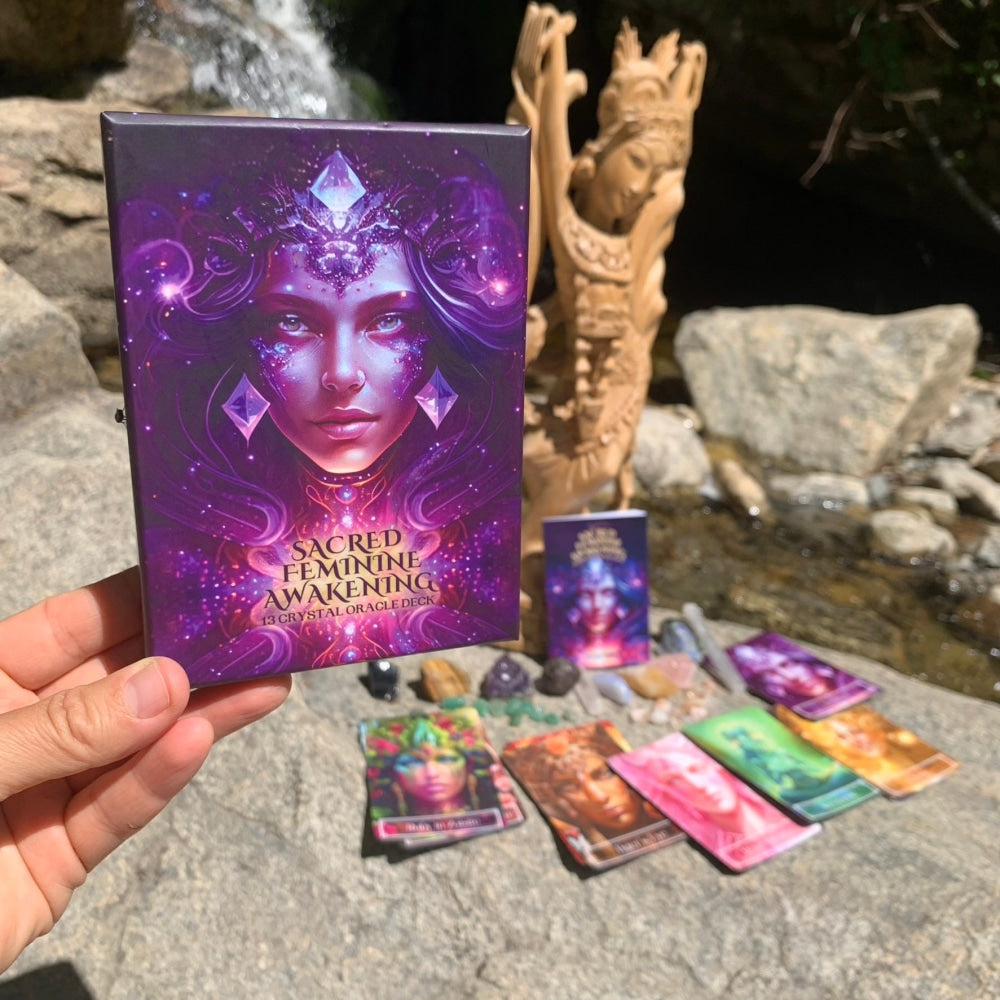 Arron Ready - Sacred Feminine Awakening Oracle Cards & 13 Crystal Pouch Set