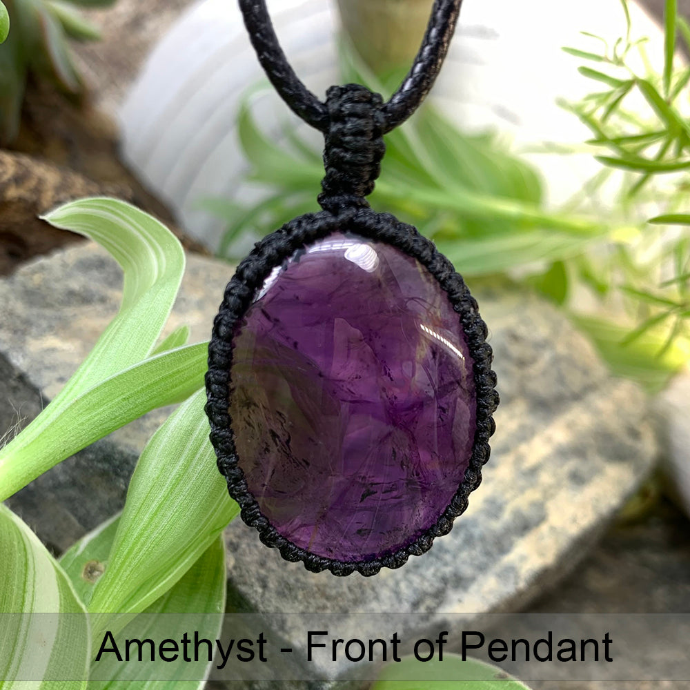 Amethyst Macramé Pendant Necklace