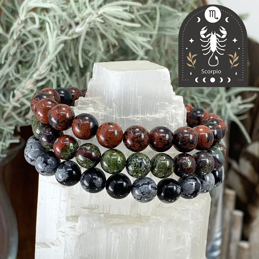 ♏ Scorpio - October 23rd - November 21st - Zodiac Astrology Crystal Bracelets Set