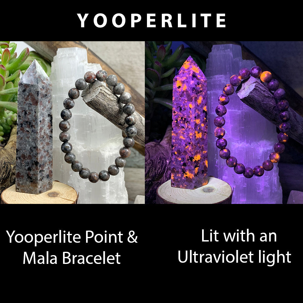 Yooperlite - The Stone the Glows! Generator + Mala Bracelet Combo Set!