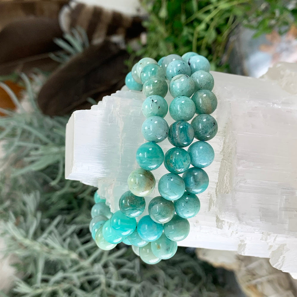 Mala Amazonite Bracelet With Velvet Pouch