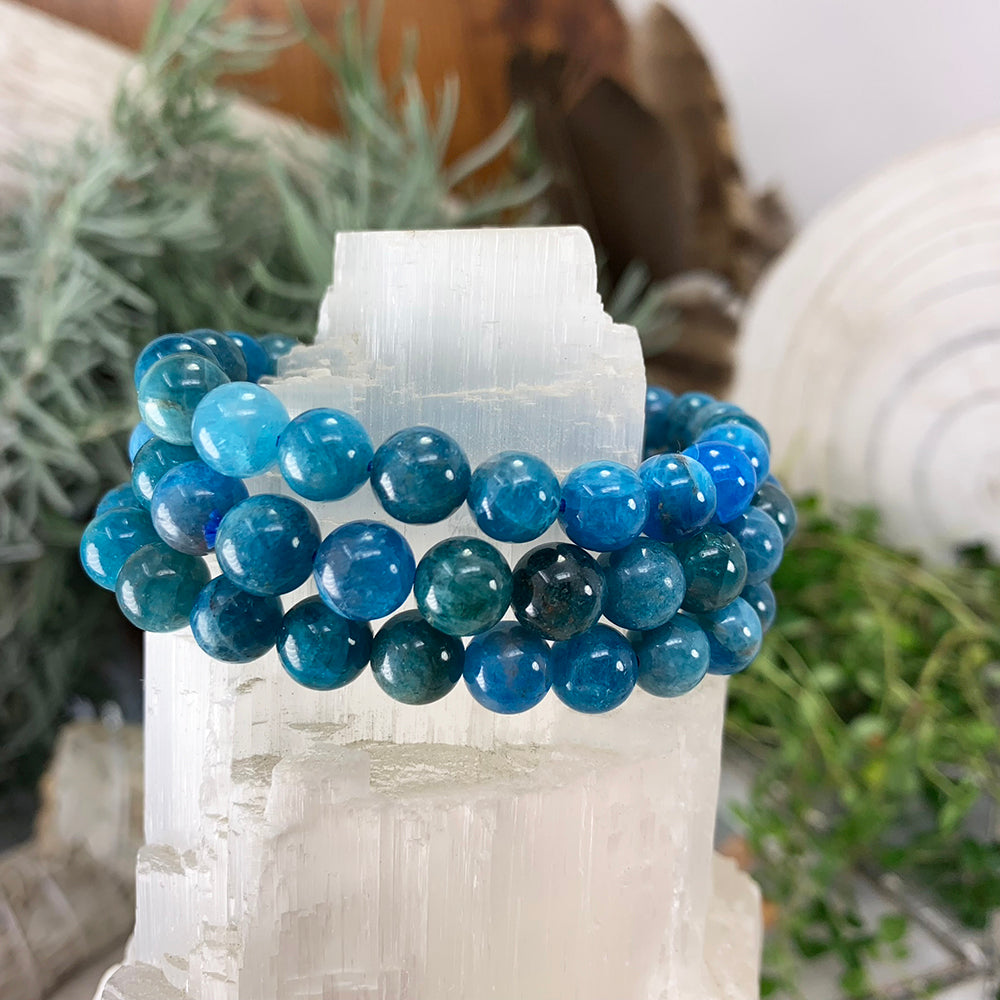 Mala Apatite Bracelet With Velvet Pouch