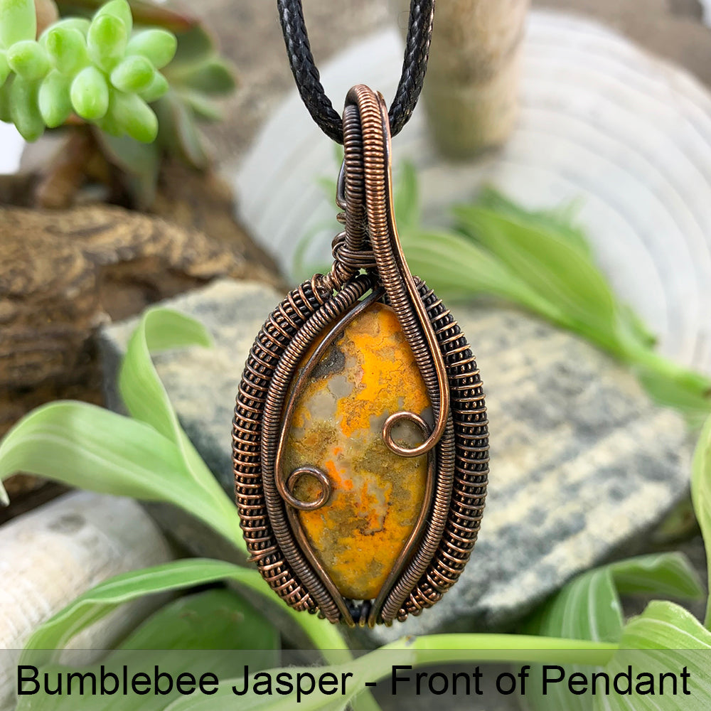 Bumblebee Jasper Copper Wire Pendant Necklace