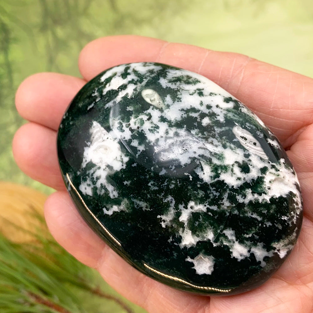 Green Moss Agate Palmstone