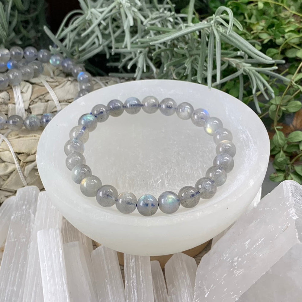 Mala Grey Moonstone Bracelet With Velvet Pouch