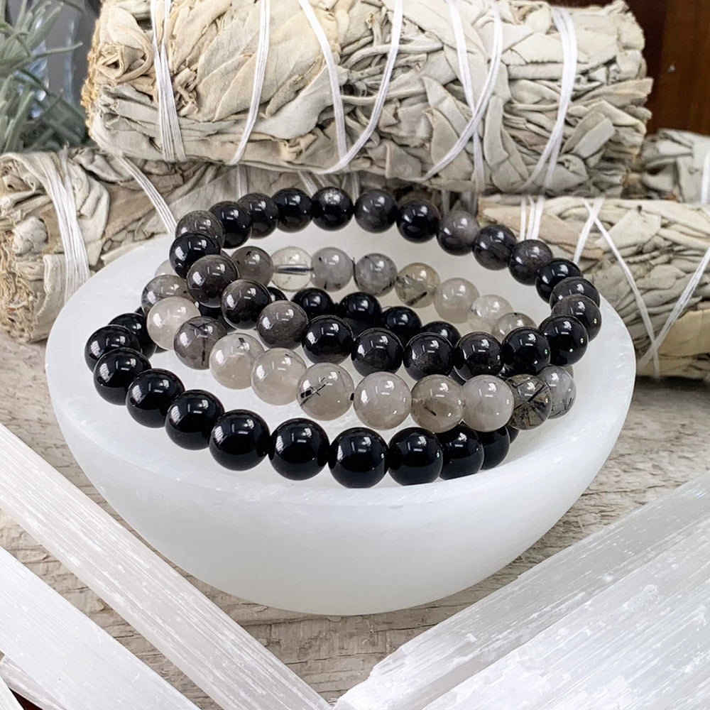 Energy Protection 3-PC Crystal Mala Bracelet Set