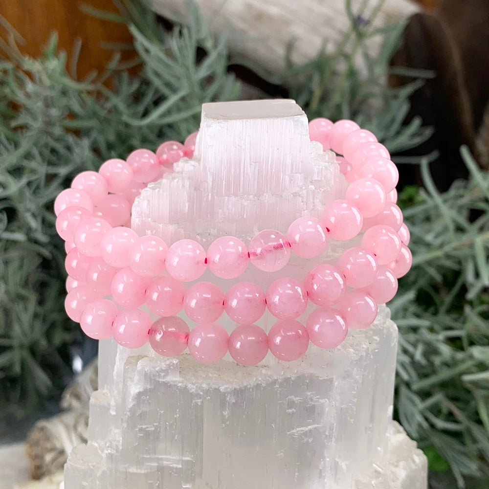 Mala Rose Quartz Bracelet With Velvet Pouch