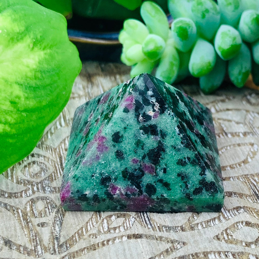Ruby Service Pyramid Ruby in Zoisite Pyramid - Small – Mama Gaia's Crystal Emporium