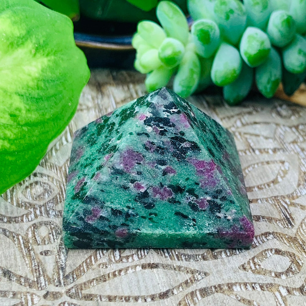 Ruby Service Pyramid Ruby in Zoisite Pyramid - Small – Mama Gaia's Crystal Emporium
