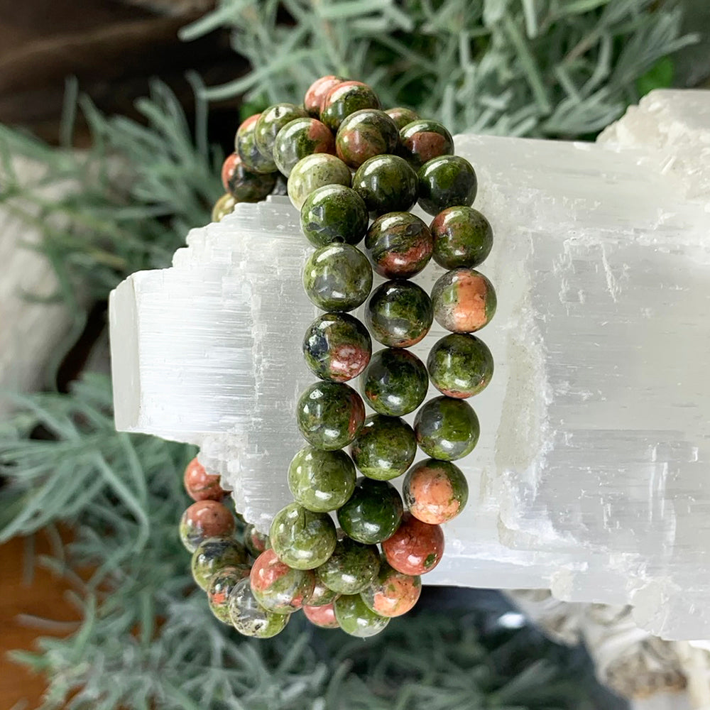 Mala Unakite Bracelet With Velvet Pouch