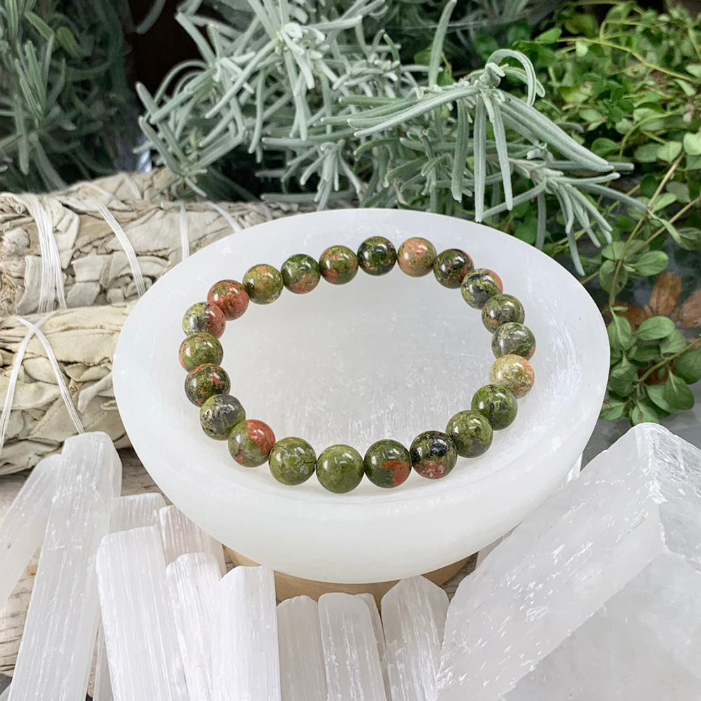 Mala Unakite Bracelet With Velvet Pouch