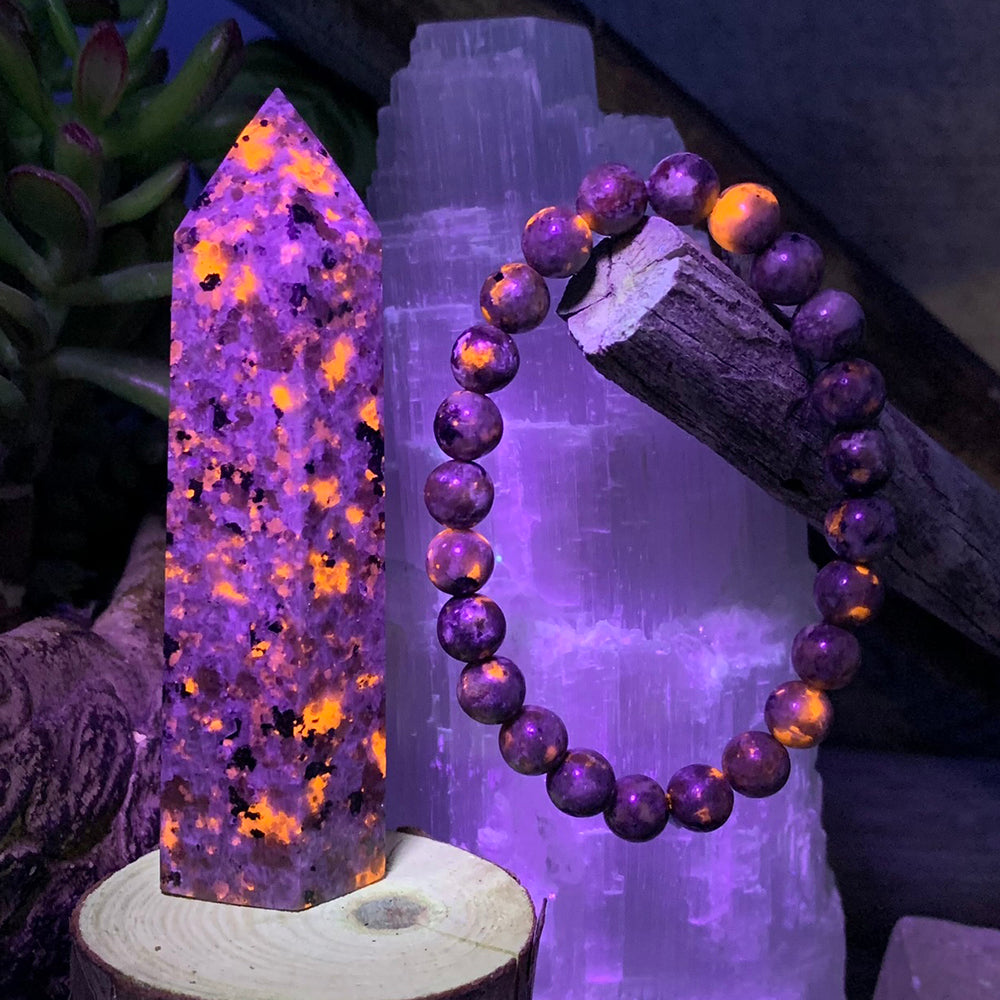 Yooperlite - The Stone the Glows! Generator + Mala Bracelet Combo Set!